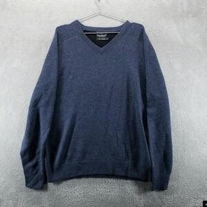 Mack Weldon Sweater Mens XL Blue V Neck‎ Pullover Tech Cashmere Long Sleeve a